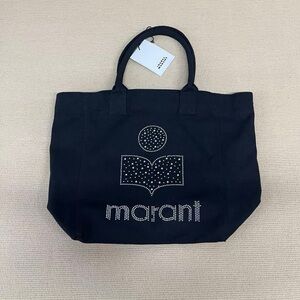 Isabel Marant Black Canvas Studded Logo Tote